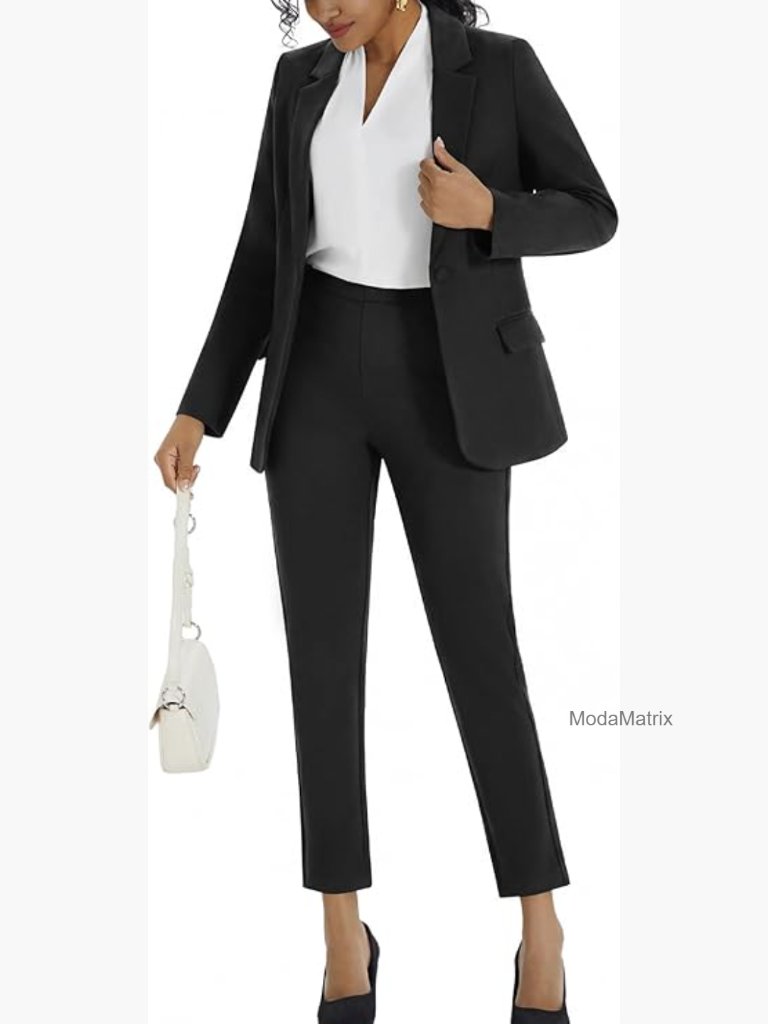 Business Casual 2 Piece Pant Suit Set Slim Fit Office Work